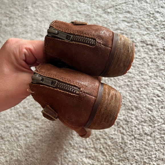Born Sylvia Size 8  Ankle Boots Brown Suede Comfort Braided Back Zip Western - Picture 3 of 5